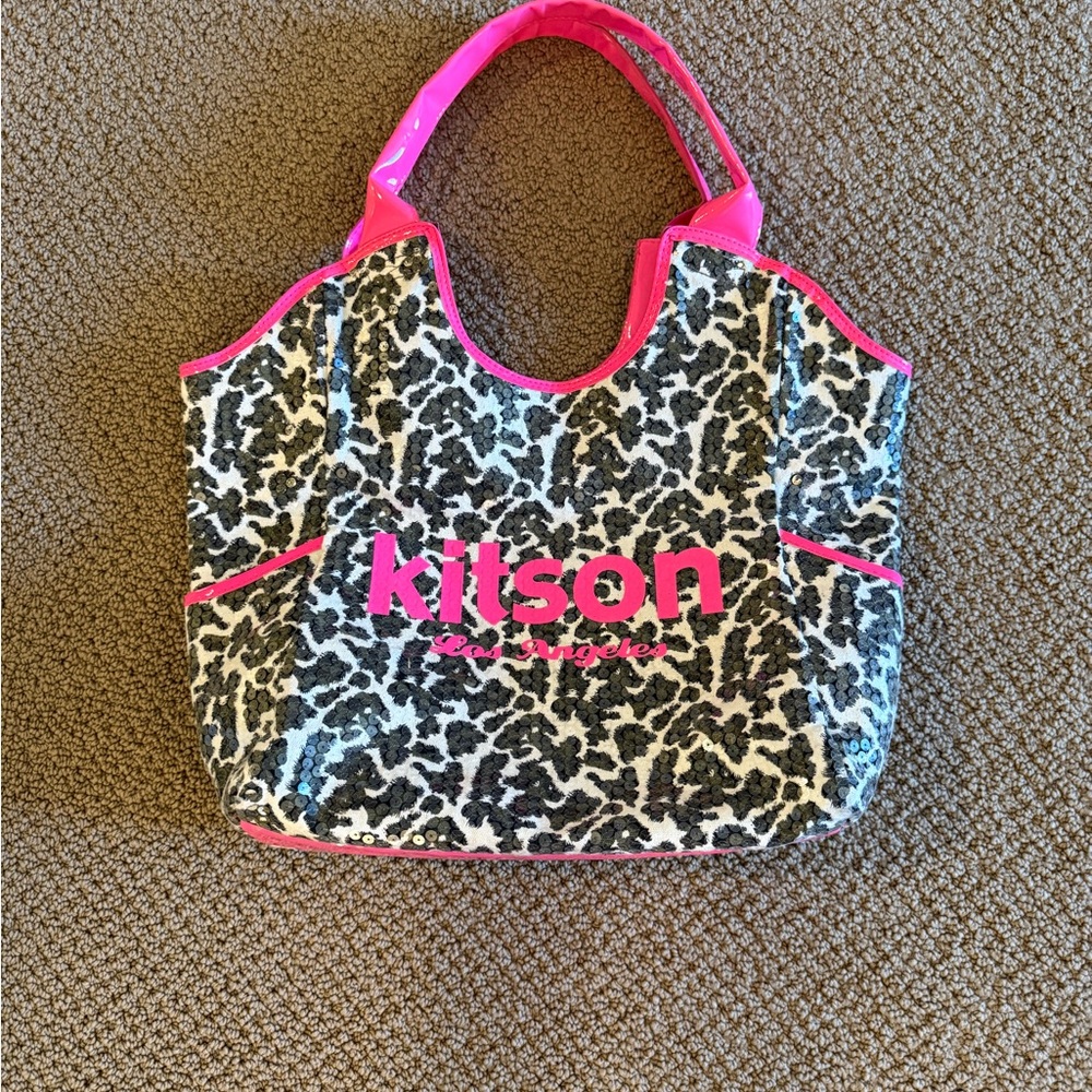 Kitson Pink and Black Leopard Tote